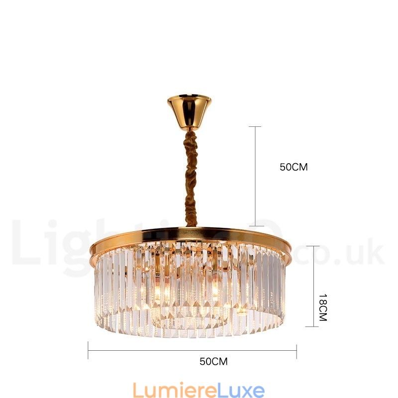 Lustre suspendu rond en cristal K9 de luxe postmoderne, éclairage de la salle d'exposition