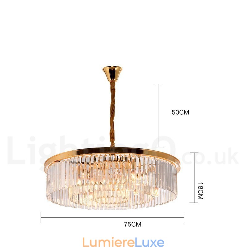 Lustre suspendu rond en cristal K9 de luxe postmoderne, éclairage de la salle d'exposition