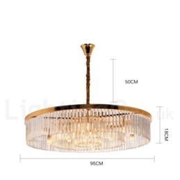 Lustre suspendu rond en cristal K9 de luxe postmoderne, éclairage de la salle d'exposition