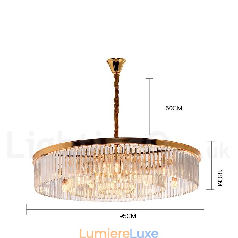 Lustre suspendu rond en cristal K9 de luxe postmoderne, éclairage de la salle d'exposition
