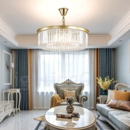 Lustre suspendu rond en cristal K9 de luxe postmoderne, éclairage de la salle d'exposition