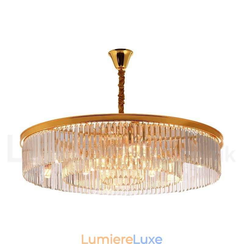 Lustre suspendu rond en cristal K9 de luxe postmoderne, éclairage de la salle d'exposition