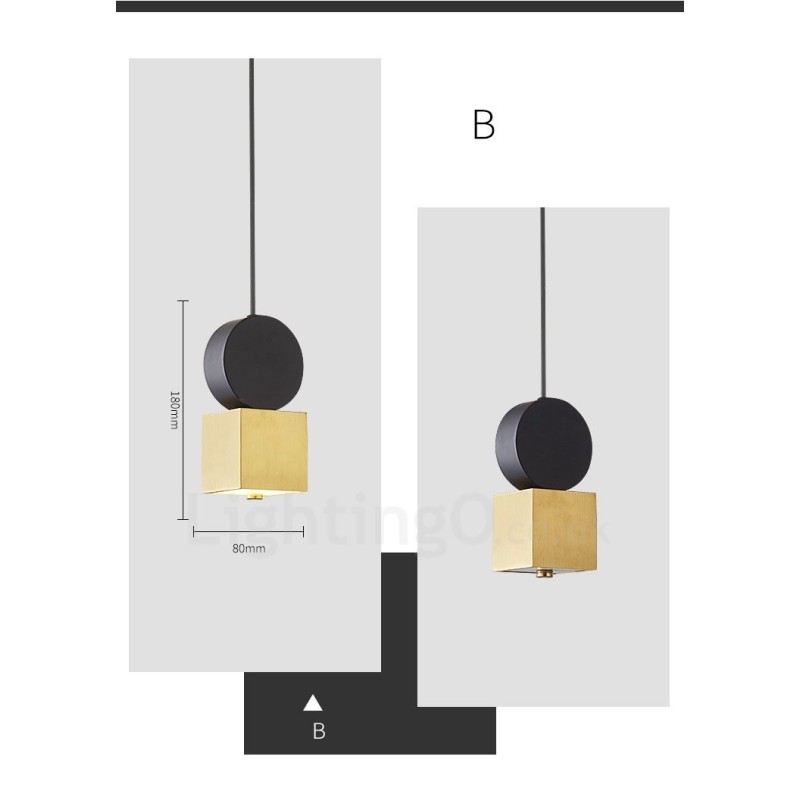 Suspension postmoderne dorée et noire à 4 styles
