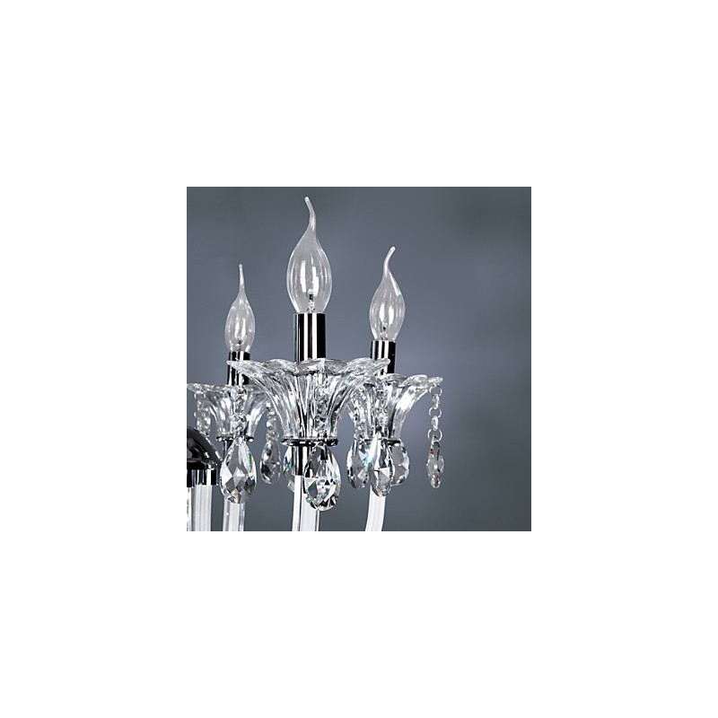 Lustre en cristal élégant avec 6 lumières dans une ampoule bougie