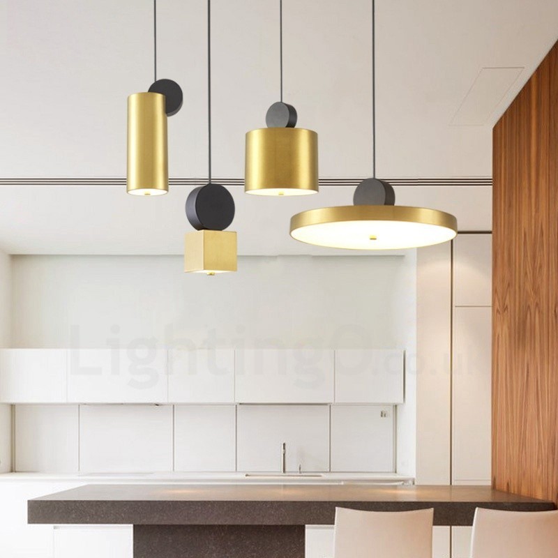 Suspension postmoderne dorée et noire à 4 styles