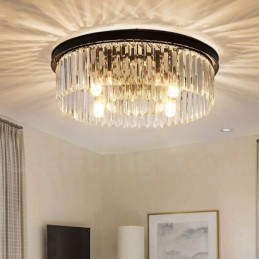 Plafonnier encastré rond en cristal K9 de luxe postmoderne pour salle d'exposition