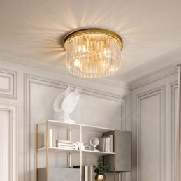 Plafonnier encastré rond en cristal K9 de luxe postmoderne pour salle d'exposition