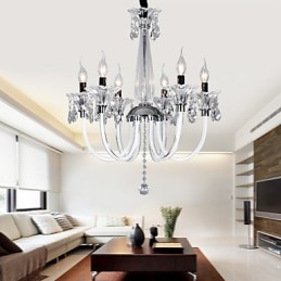 Lustre en cristal élégant avec 6 lumières dans une ampoule bougie