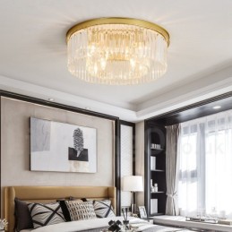 Plafonnier encastré rond en cristal K9 de luxe postmoderne pour salle d'exposition