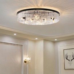 Plafonnier encastré rond en cristal K9 de luxe postmoderne pour salle d'exposition