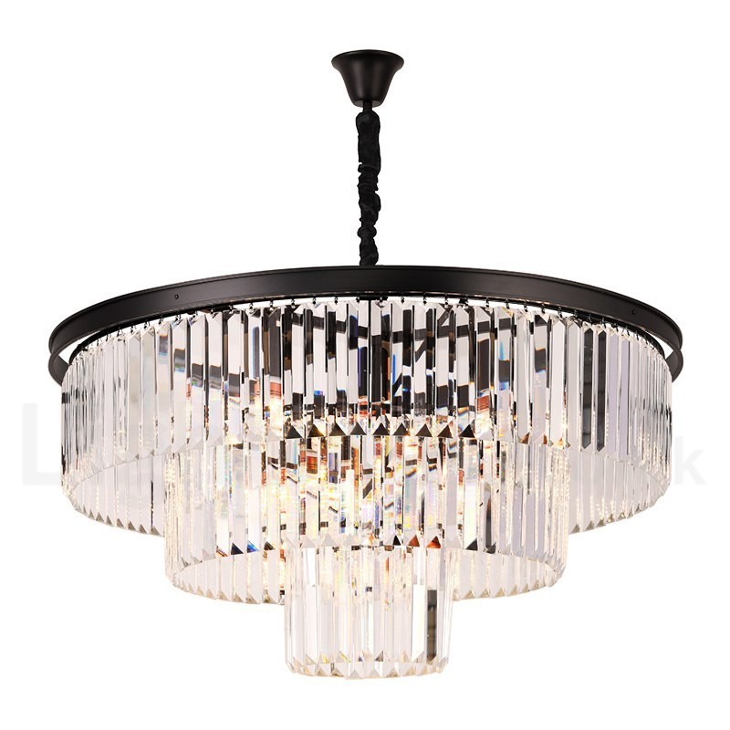 Lustre suspendu rond en cristal K9 de luxe postmoderne, éclairage de la salle d'exposition