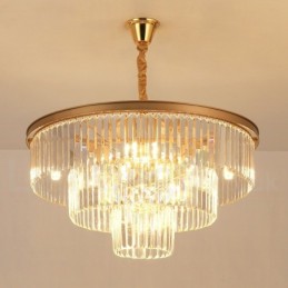 Lustre suspendu rond en cristal K9 de luxe postmoderne, éclairage de la salle d'exposition