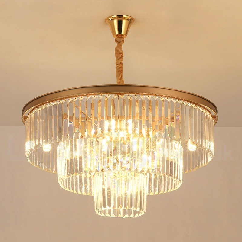 Lustre suspendu rond en cristal K9 de luxe postmoderne, éclairage de la salle d'exposition