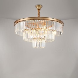 Lustre suspendu rond en cristal K9 de luxe postmoderne, éclairage de la salle d'exposition