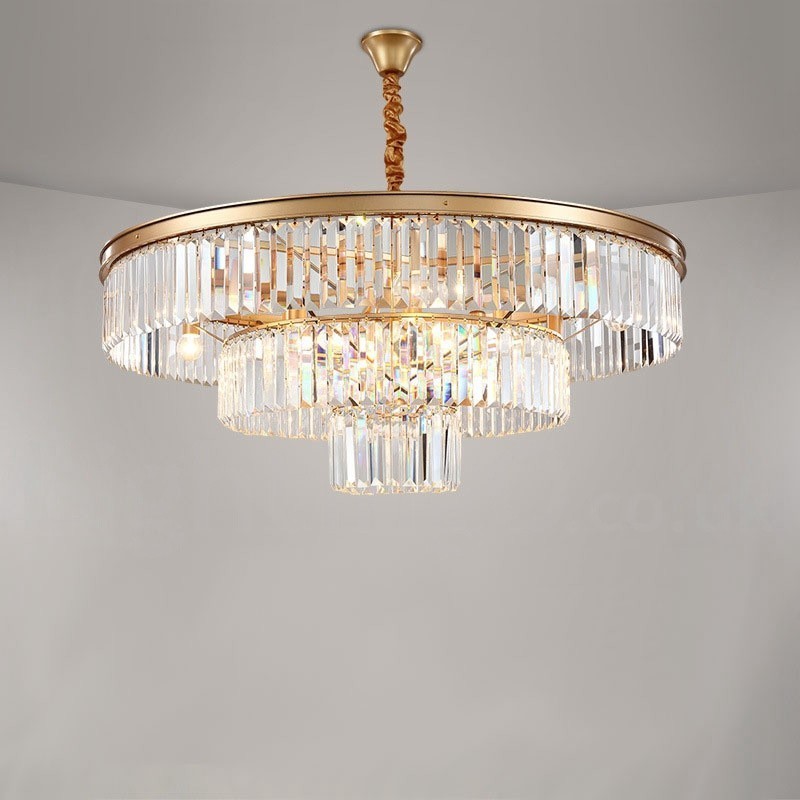 Lustre suspendu rond en cristal K9 de luxe postmoderne, éclairage de la salle d'exposition