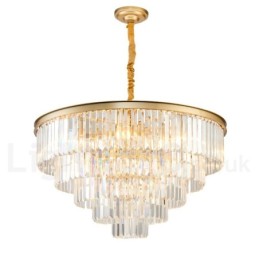 Lustre suspendu rond en cristal K9 de luxe postmoderne, éclairage de la salle d'exposition