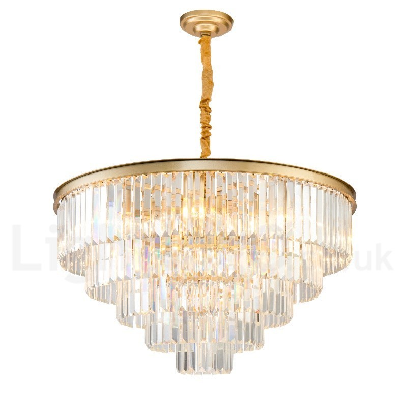 Lustre suspendu rond en cristal K9 de luxe postmoderne, éclairage de la salle d'exposition