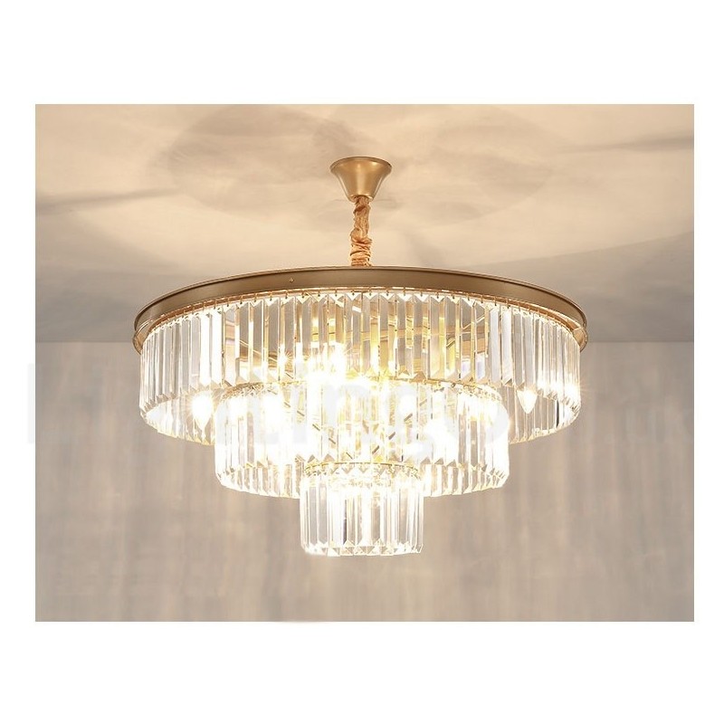 Lustre suspendu rond en cristal K9 de luxe postmoderne, éclairage de la salle d'exposition