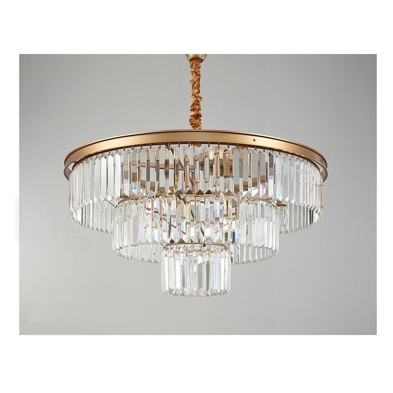 Lustre suspendu rond en cristal K9 de luxe postmoderne, éclairage de la salle d'exposition
