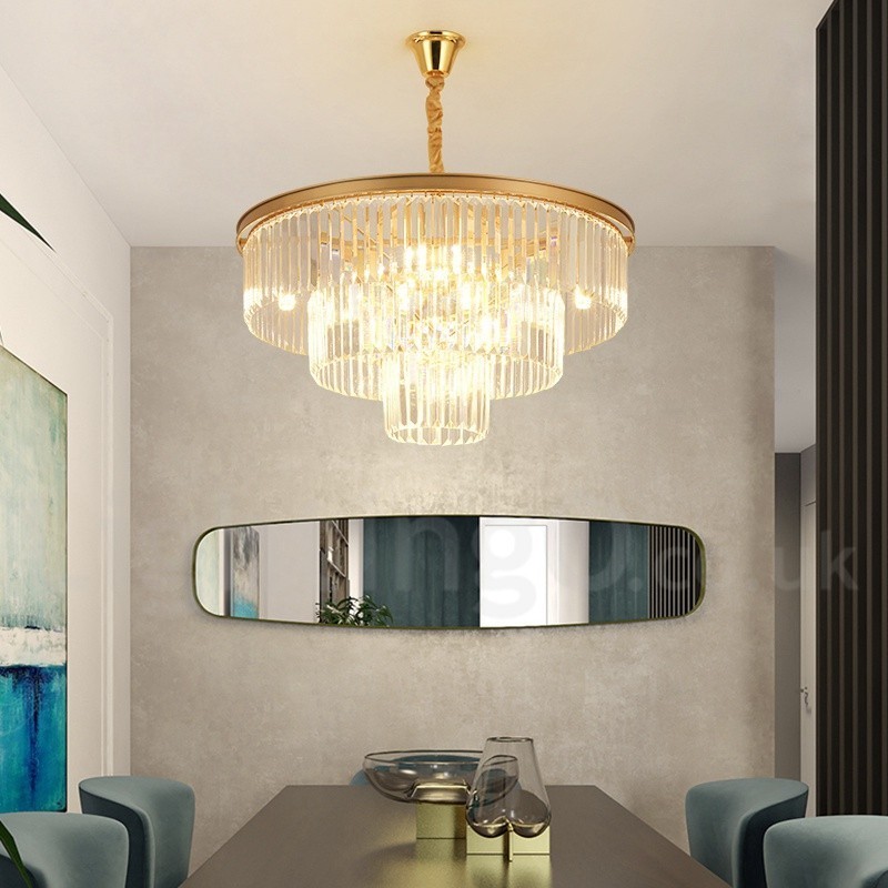 Lustre suspendu rond en cristal K9 de luxe postmoderne, éclairage de la salle d'exposition