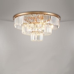 Plafonnier encastré rond en cristal K9 de luxe postmoderne pour salle d'exposition