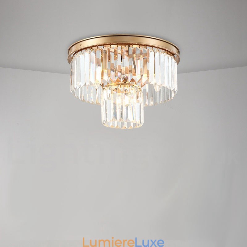 Plafonnier encastré rond en cristal K9 de luxe postmoderne pour salle d'exposition