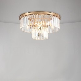 Plafonnier encastré rond en cristal K9 de luxe postmoderne pour salle d'exposition