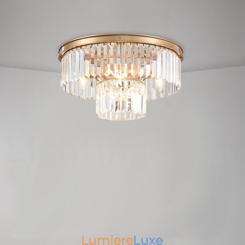 Plafonnier encastré rond en cristal K9 de luxe postmoderne pour salle d'exposition