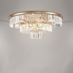 Plafonnier encastré rond en cristal K9 de luxe postmoderne pour salle d'exposition