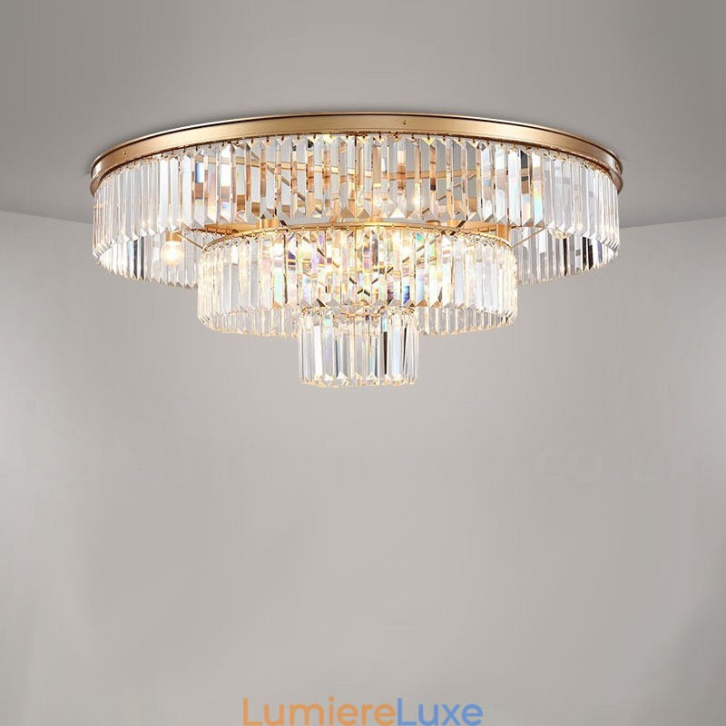 Plafonnier encastré rond en cristal K9 de luxe postmoderne pour salle d'exposition