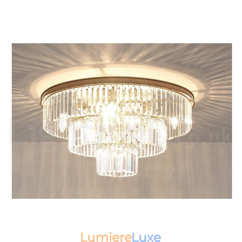 Plafonnier encastré rond en cristal K9 de luxe postmoderne pour salle d'exposition
