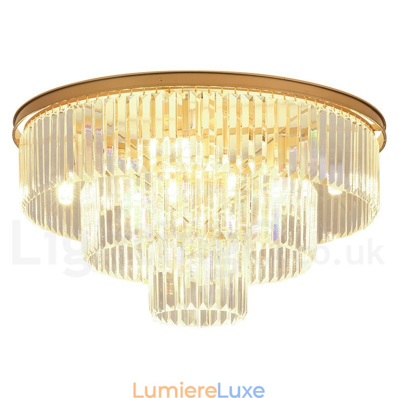 Plafonnier encastré rond en cristal K9 de luxe postmoderne pour salle d'exposition
