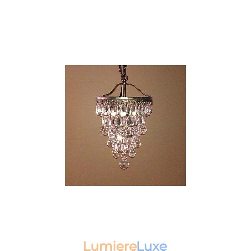 Suspension moderne en perles de cristal avec 1 lumière et luminaire de couleur antique
