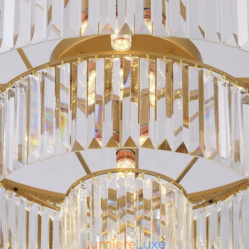 Plafonnier encastré rond en cristal K9 de luxe postmoderne pour salle d'exposition