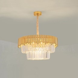 Lustre suspendu rond en cristal K9 doré postmoderne de luxe, éclairage de salle d'exposition