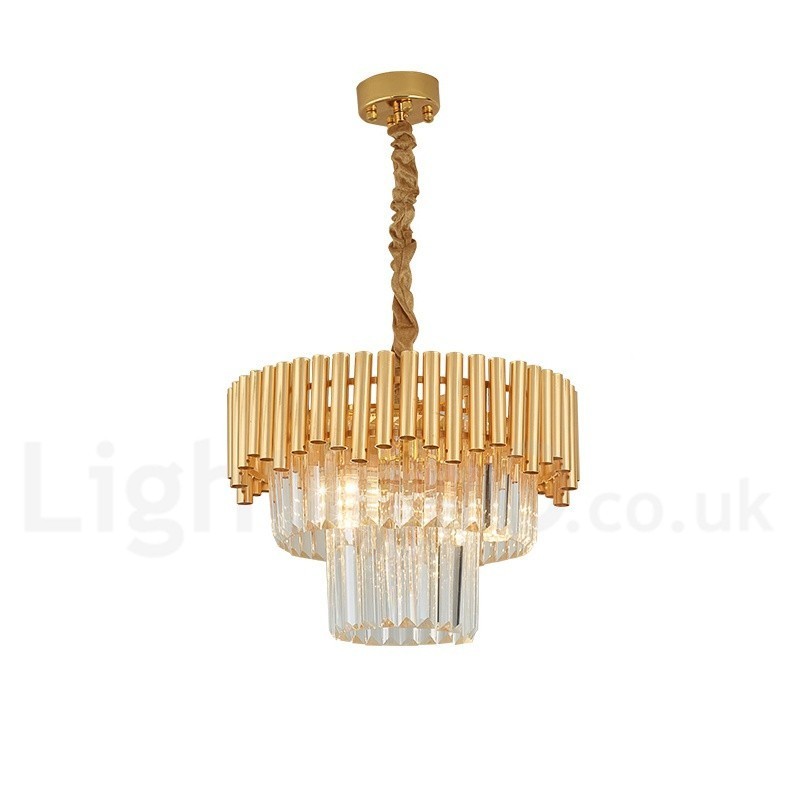 Lustre suspendu rond en cristal K9 doré postmoderne de luxe, éclairage de salle d'exposition