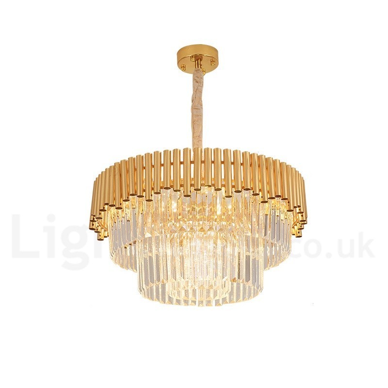 Lustre suspendu rond en cristal K9 doré postmoderne de luxe, éclairage de salle d'exposition