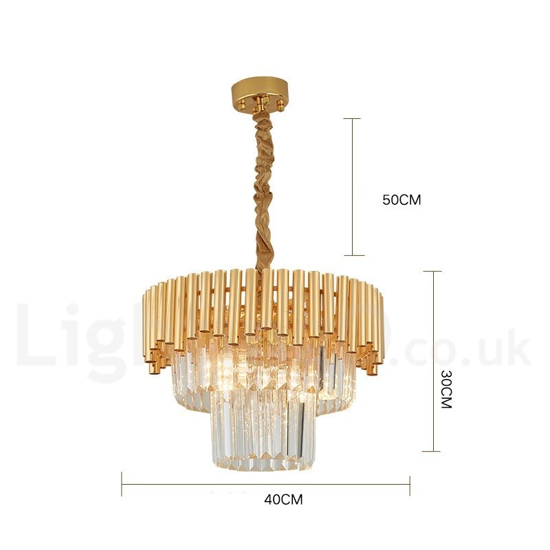 Lustre suspendu rond en cristal K9 doré postmoderne de luxe, éclairage de salle d'exposition
