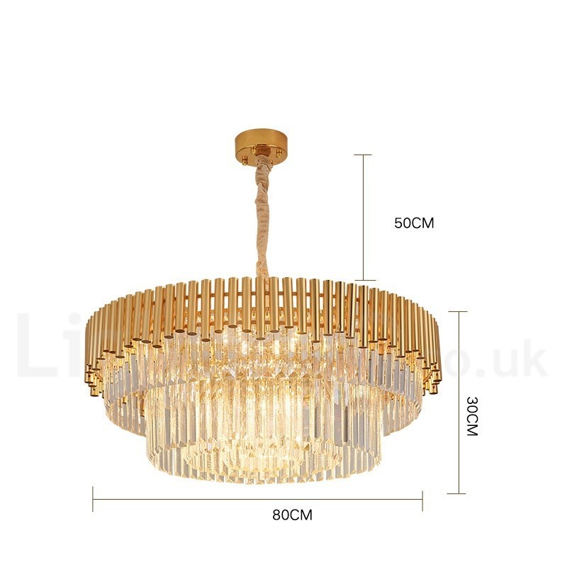 Lustre suspendu rond en cristal K9 doré postmoderne de luxe, éclairage de salle d'exposition