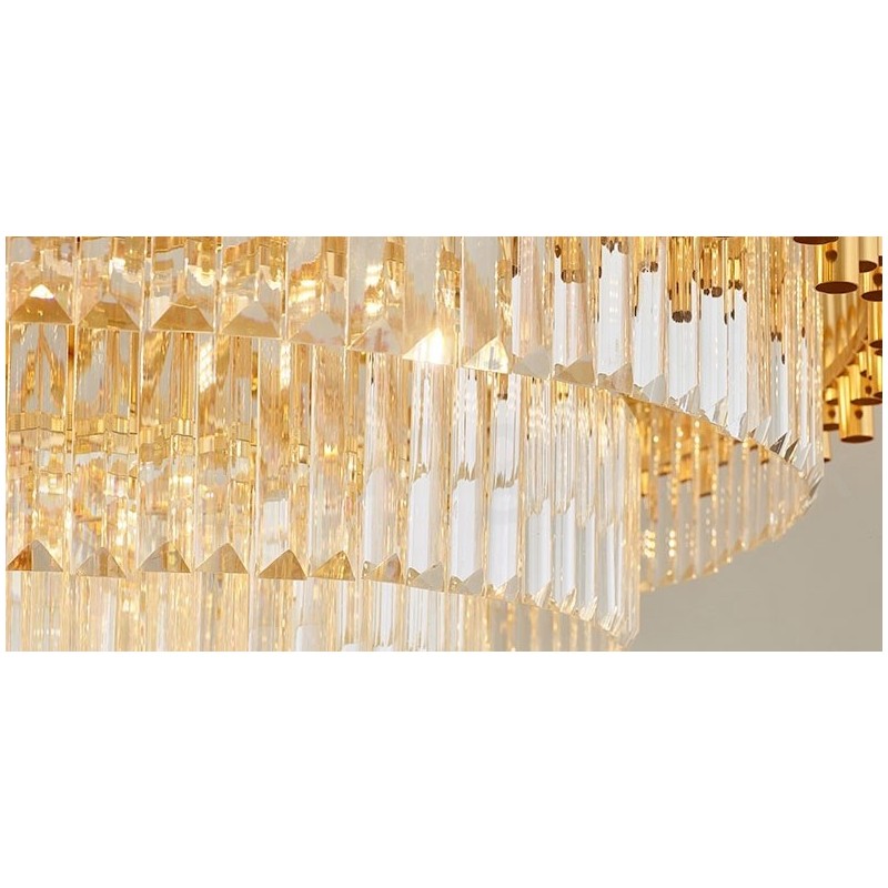 Lustre suspendu rond en cristal K9 doré postmoderne de luxe, éclairage de salle d'exposition