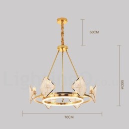 Lustre suspendu rond en cristal K9 doré postmoderne de luxe avec abat-jour en acrylique pour salle d'exposition