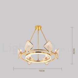 Lustre suspendu rond en cristal K9 doré postmoderne de luxe avec abat-jour en acrylique pour salle d'exposition