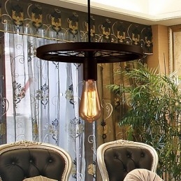 Suspension industrielle vintage à 1 lumière avec abat-jour en fer