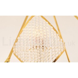 Lustre suspendu rond en cristal K9 doré postmoderne de luxe avec abat-jour en acrylique pour salle d'exposition
