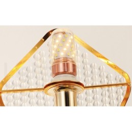 Lustre suspendu rond en cristal K9 doré postmoderne de luxe avec abat-jour en acrylique pour salle d'exposition