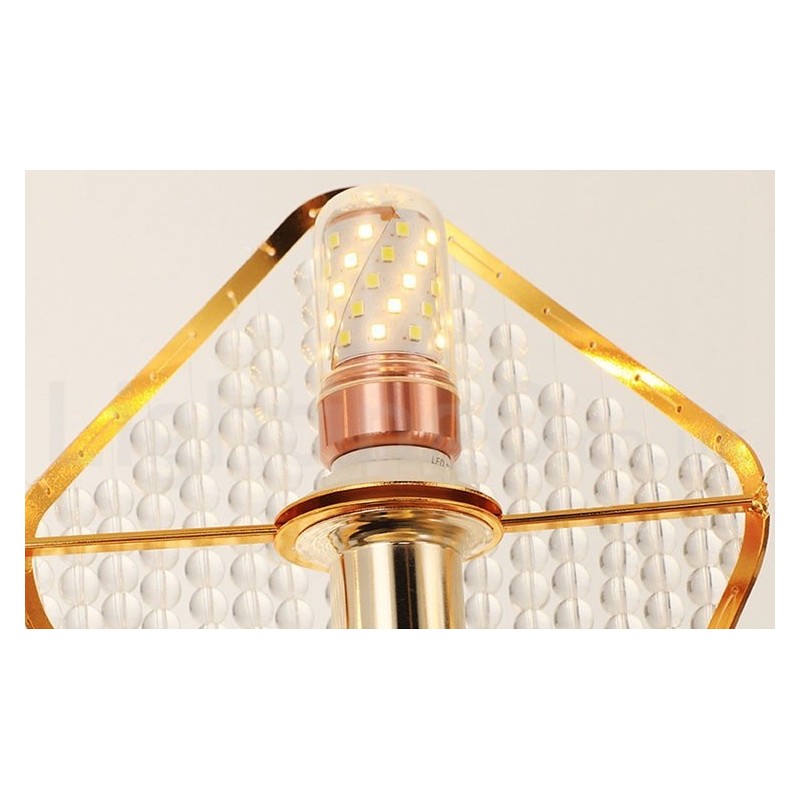 Lustre suspendu rond en cristal K9 doré postmoderne de luxe avec abat-jour en acrylique pour salle d'exposition