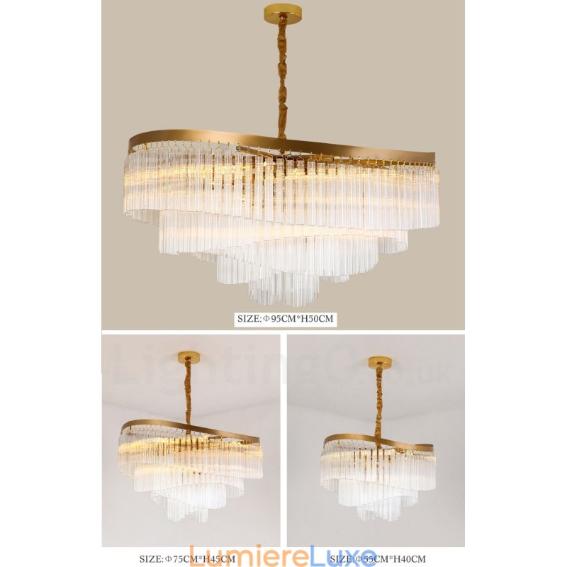 Lustre suspendu rond en cristal K9 doré postmoderne de luxe, salle d'exposition