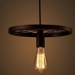 Suspension industrielle vintage à 1 lumière avec abat-jour en fer