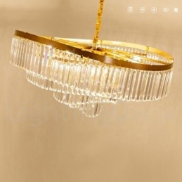 Lustre suspendu rond en cristal K9 doré postmoderne de luxe, salle d'exposition