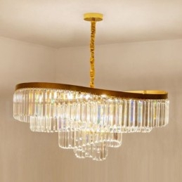 Lustre suspendu rond en cristal K9 doré postmoderne de luxe, salle d'exposition